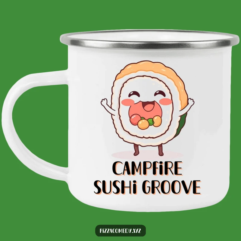 Funny Sushi Roll Dancing Camping Mug: Rhythmic Outdoor Fun, Perfect Funny Gift