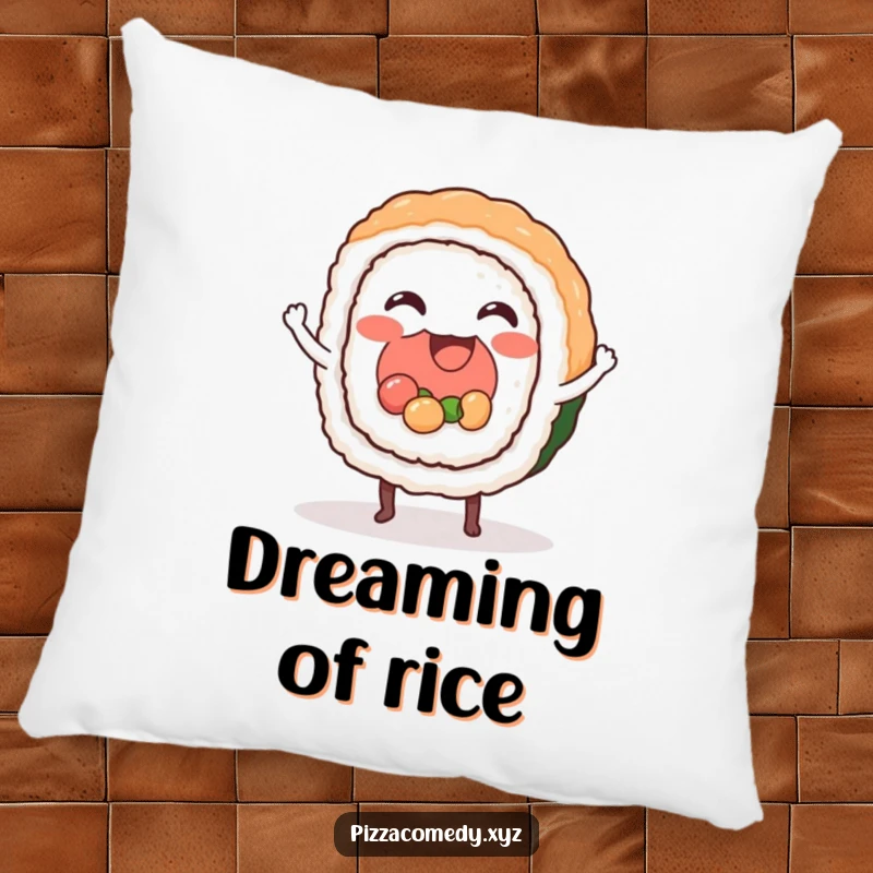 Funny Sushi Pillow: A soft pillow with a happy sushi roll dancing, offering rhythmic and funny comfort.