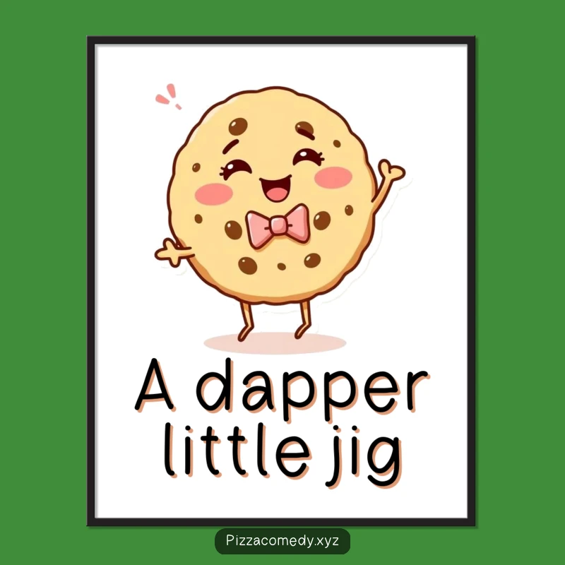 Funny Cookie Dance Digital Art: Printable Giggling Bow Tie Cookie, Instant Funny Gift Download