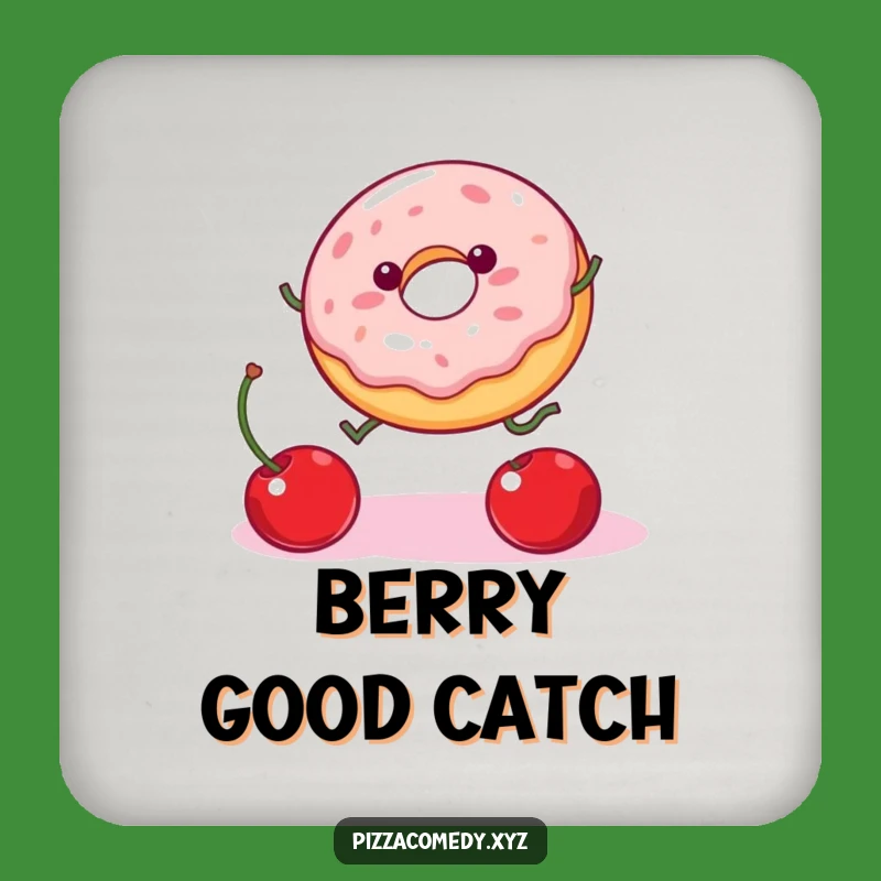 Funny Donut Cherry Coaster: Protect Surfaces, Add Humor, Perfect Funny Gift!