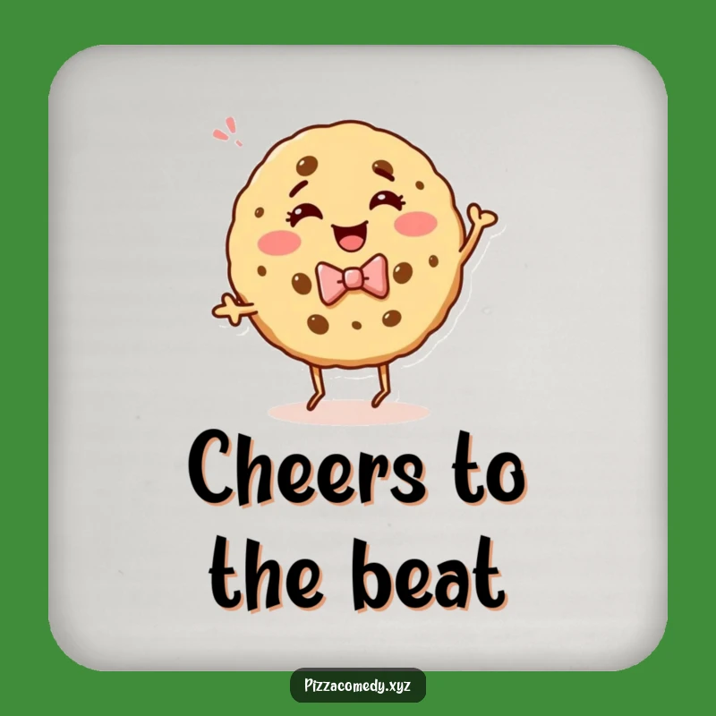 Funny Cookie Dance Coaster: Protect Surfaces Giggling Bow Tie Cookie, Decorative & Funny Gift