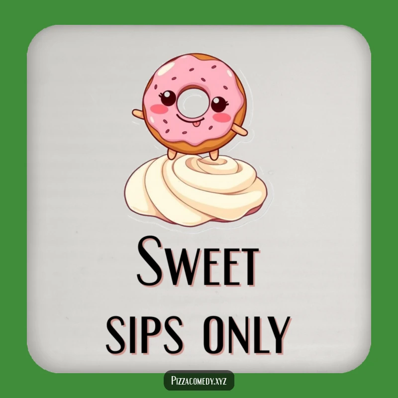 Funny Doughnut Leap Coaster: Protect Surfaces Smiling Pastry Over Cream, Decorative & Funny Gift