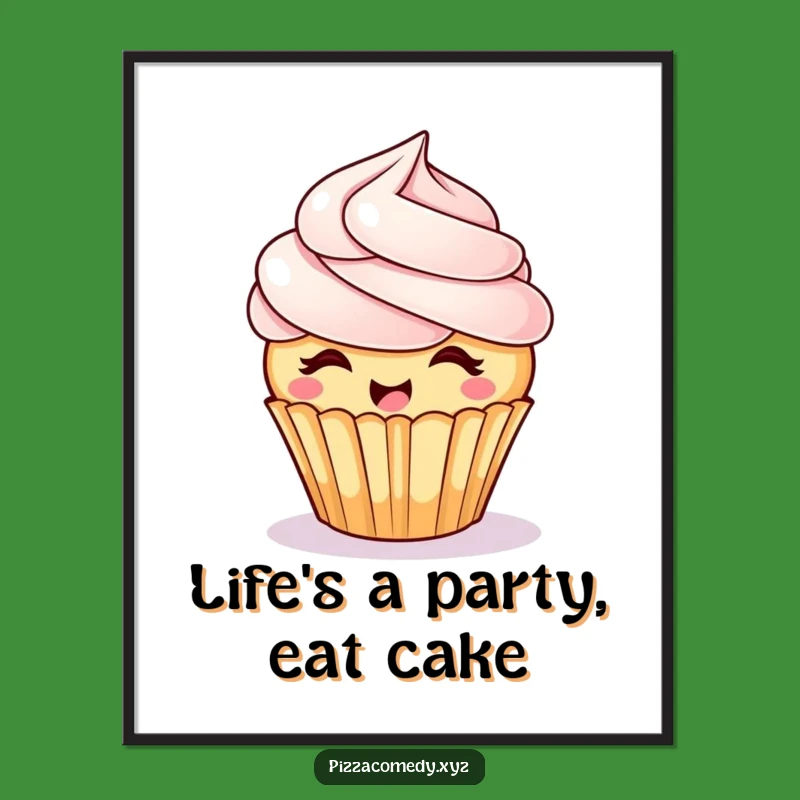 Funny Free Printable Wall Art: Giggling Cupcake - Quirky Downloadable Decor