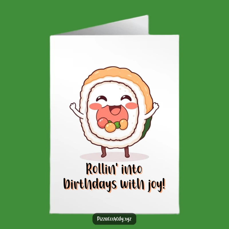 Free Printable Sushi Birthday Card: Dancing Food Downloadable Humorous Gift
