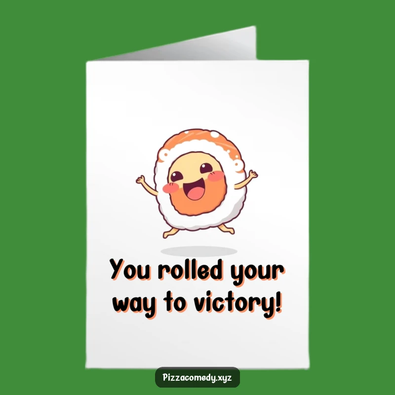 Free Printable Congrats Card: Dancing Sushi Celebration Funny Downloadable Gift