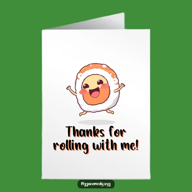 Free Printable Thank You Card: Dancing Sushi Gratitude Funny Downloadable Gift